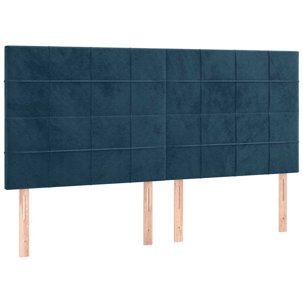 Krevet box spring s madracem LED tamnoplavi 200x200 cm baršun