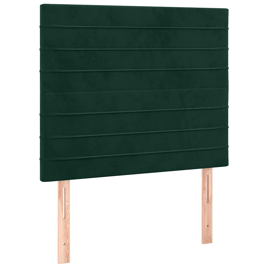 Krevet box spring s madracem LED tamnozeleni 80 x 200 cm baršun