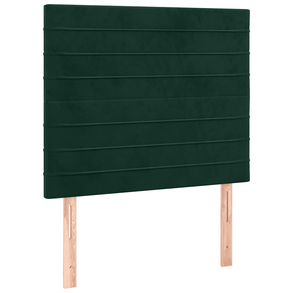 Krevet box spring s madracem LED tamnozeleni 90x190 cm baršun