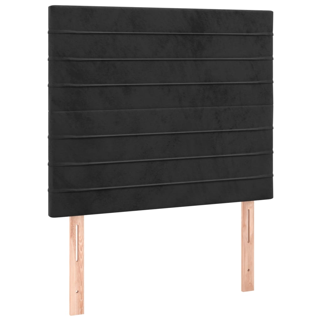 Krevet box spring s madracem LED crni 90x200 cm baršun