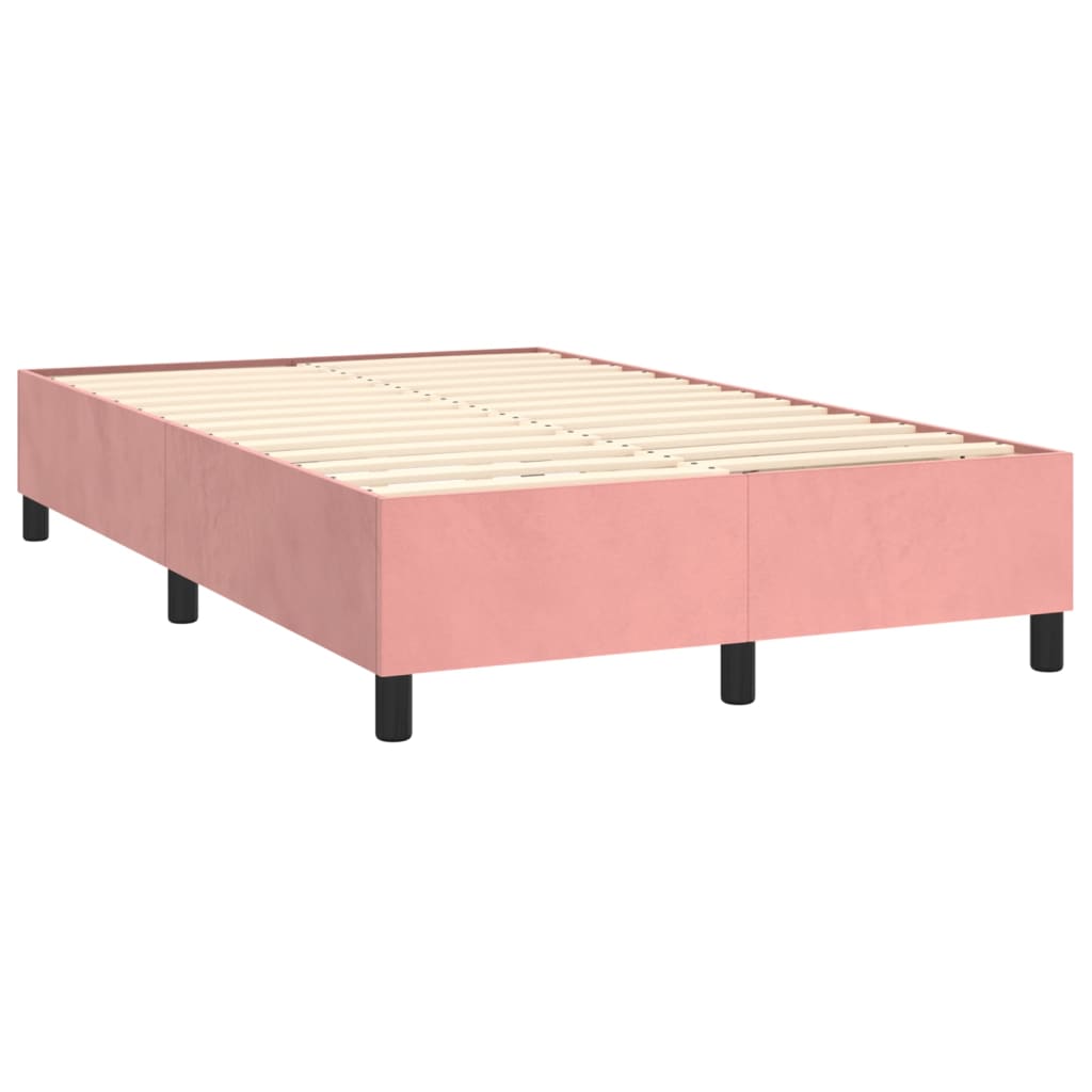 Krevet box spring s madracem LED ružičasti 120x200cm baršunasti