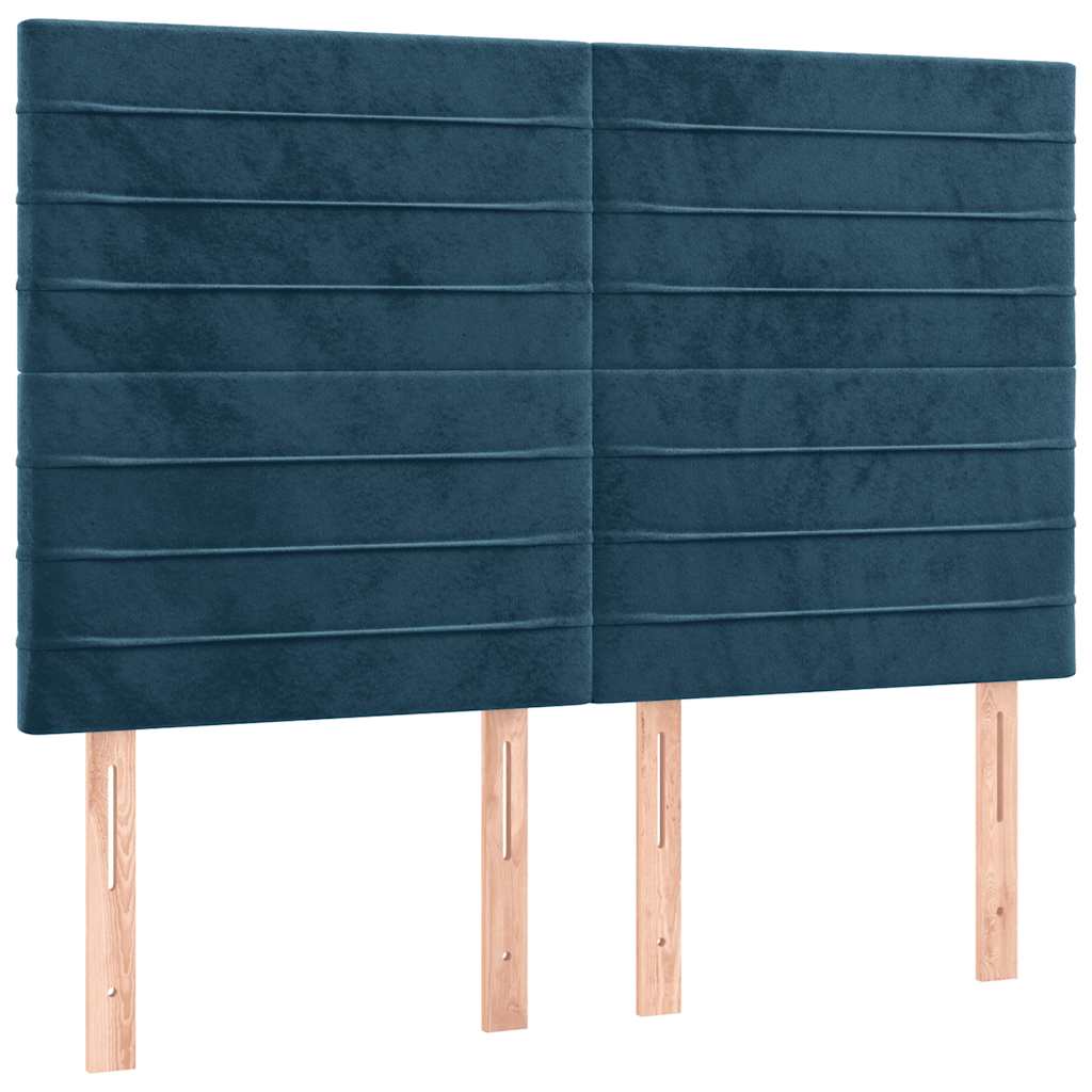 Krevet box spring s madracem LED tamnoplavi 140x200 cm baršun