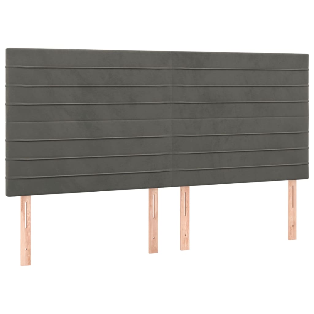 Krevet box spring s madracem LED tamnosivi 160x200 cm baršun