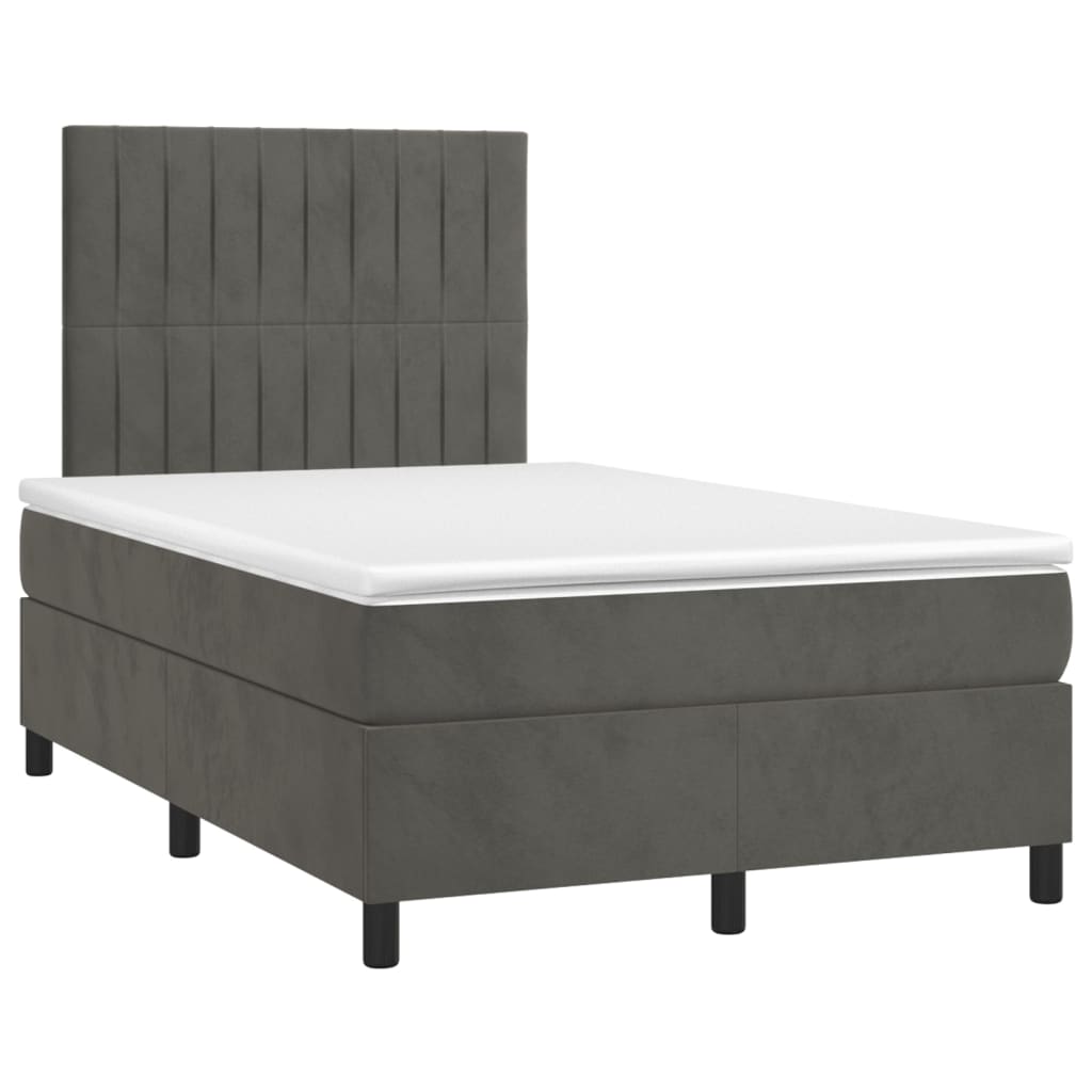 Krevet box spring s madracem LED tamnosivi 120 x 200 cm baršun