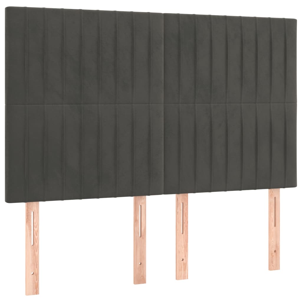 Krevet box spring s madracem LED tamnosivi 140x190 cm baršun