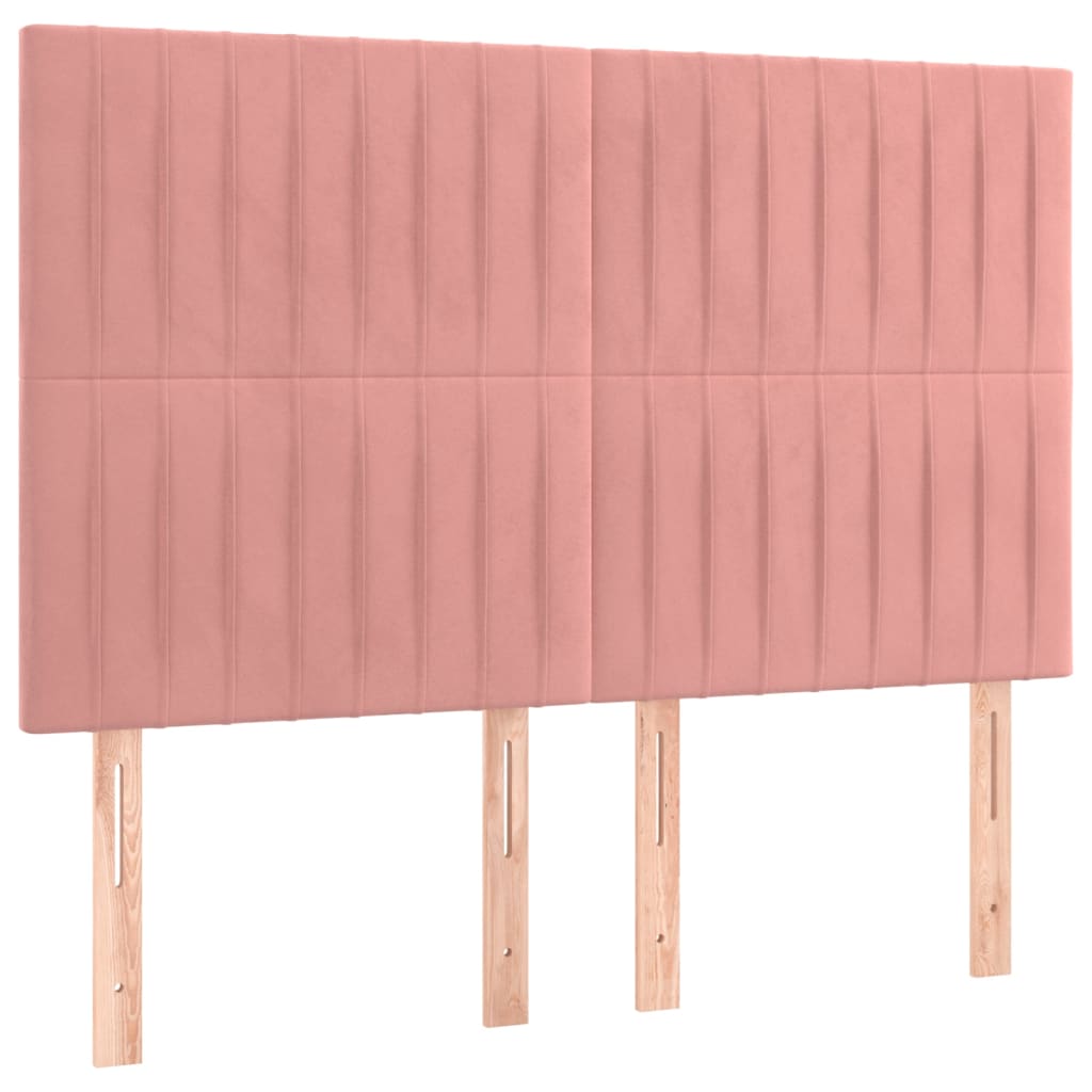 Krevet box spring s madracem LED ružičasti 140x190cm baršunasti