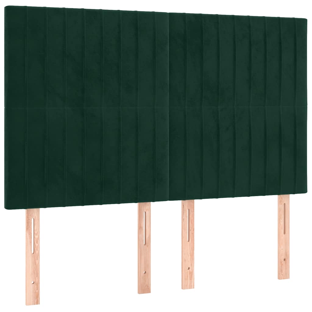 Krevet box spring s madracem LED tamnozeleni 140x200 cm baršun