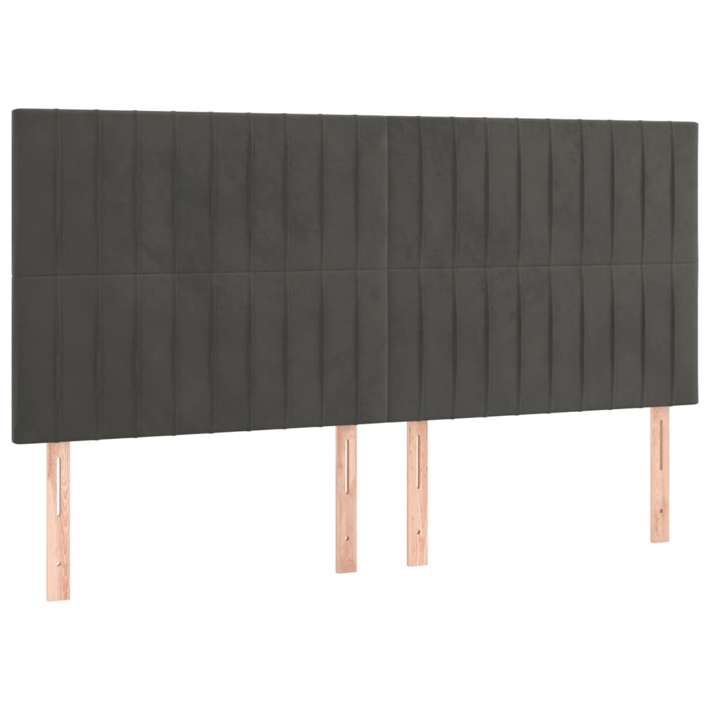 Krevet box spring s madracem LED tamnosivi 180x200 cm baršun