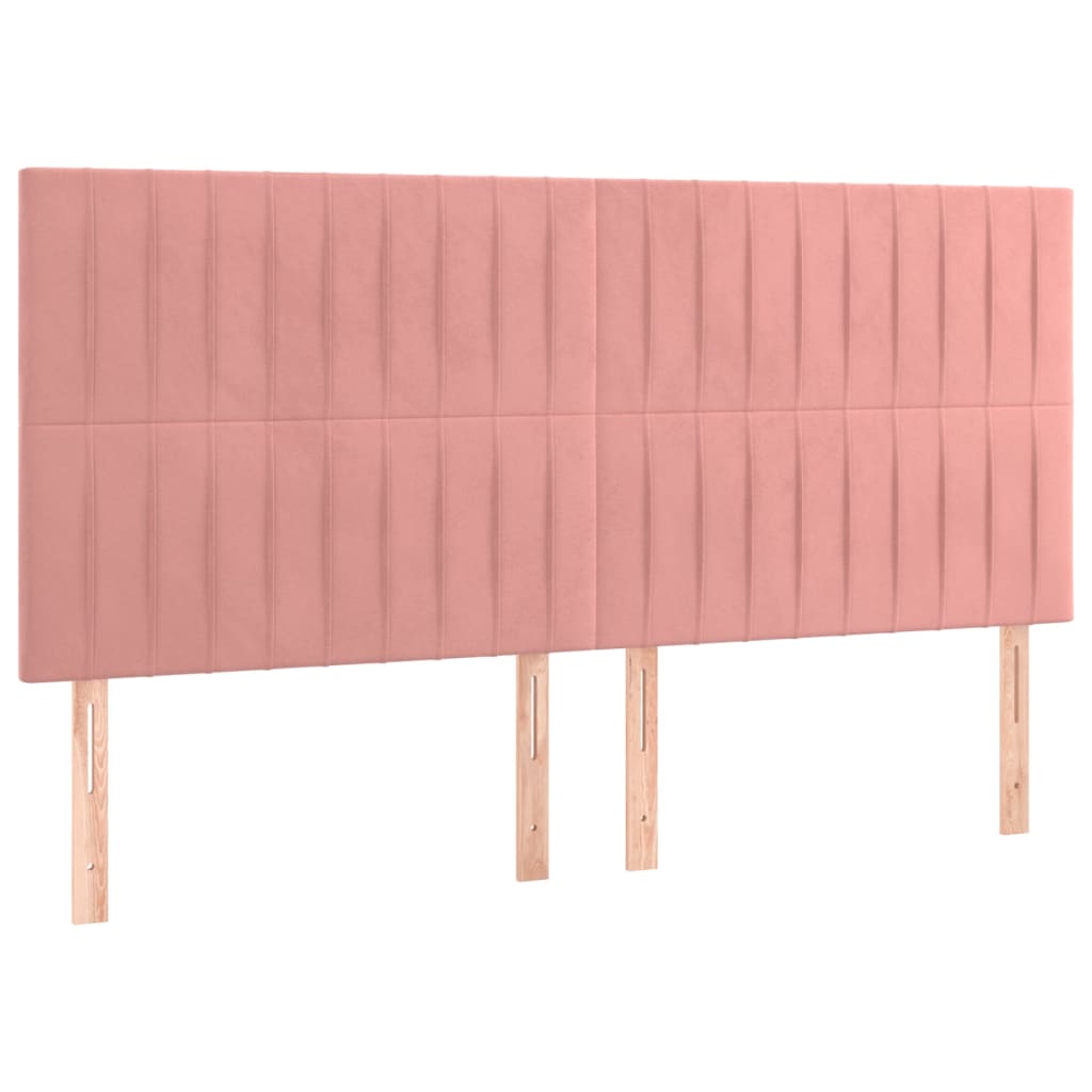 Krevet box spring s madracem LED ružičasti 200x200cm baršunasti