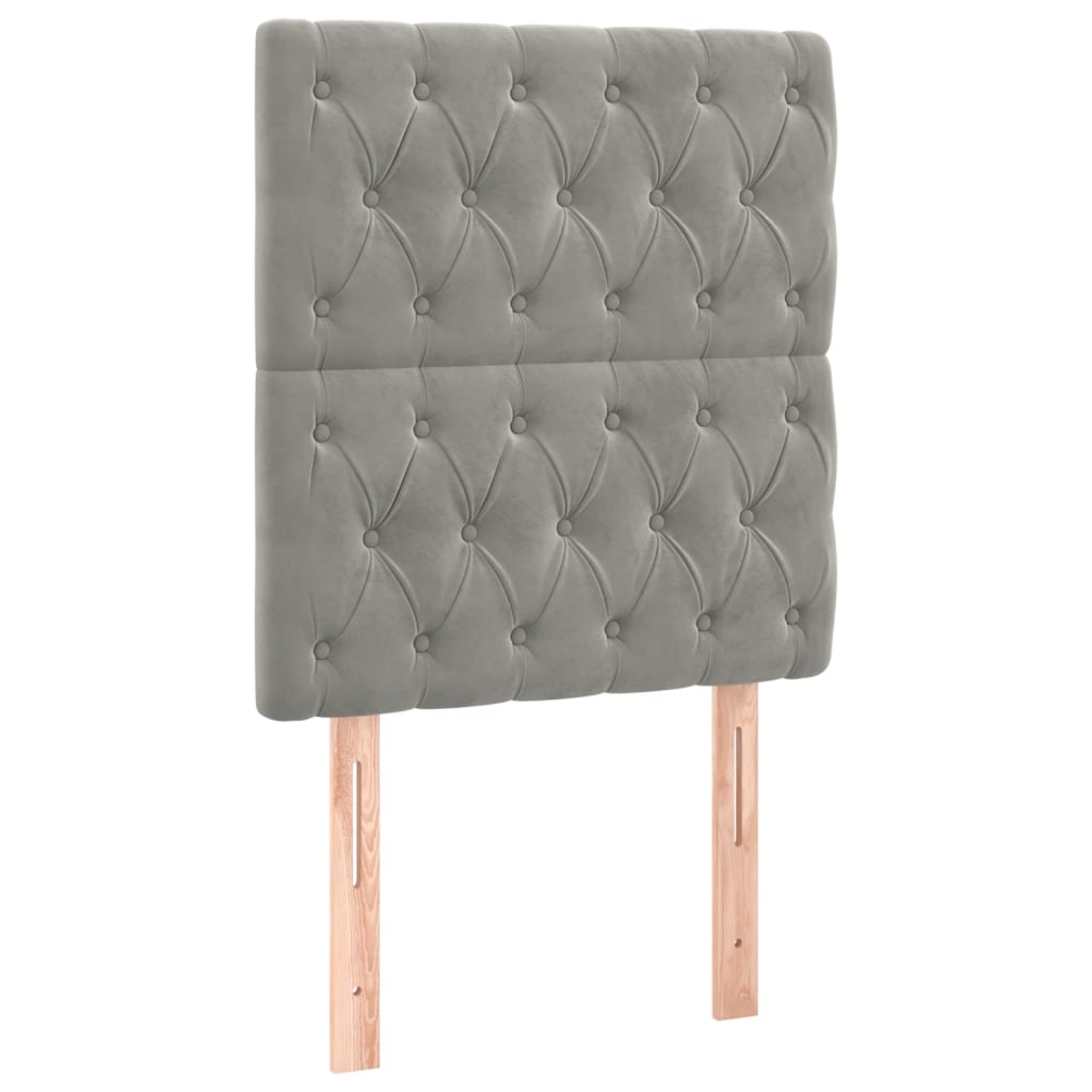 Krevet box spring s madracem LED svjetlosivi 90x200 cm baršun