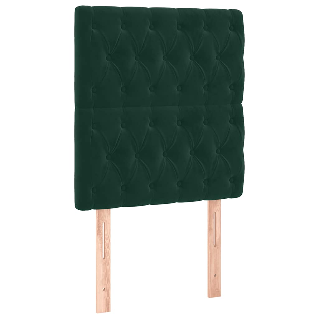 Krevet box spring s madracem LED tamnozeleni 100x200 cm baršun