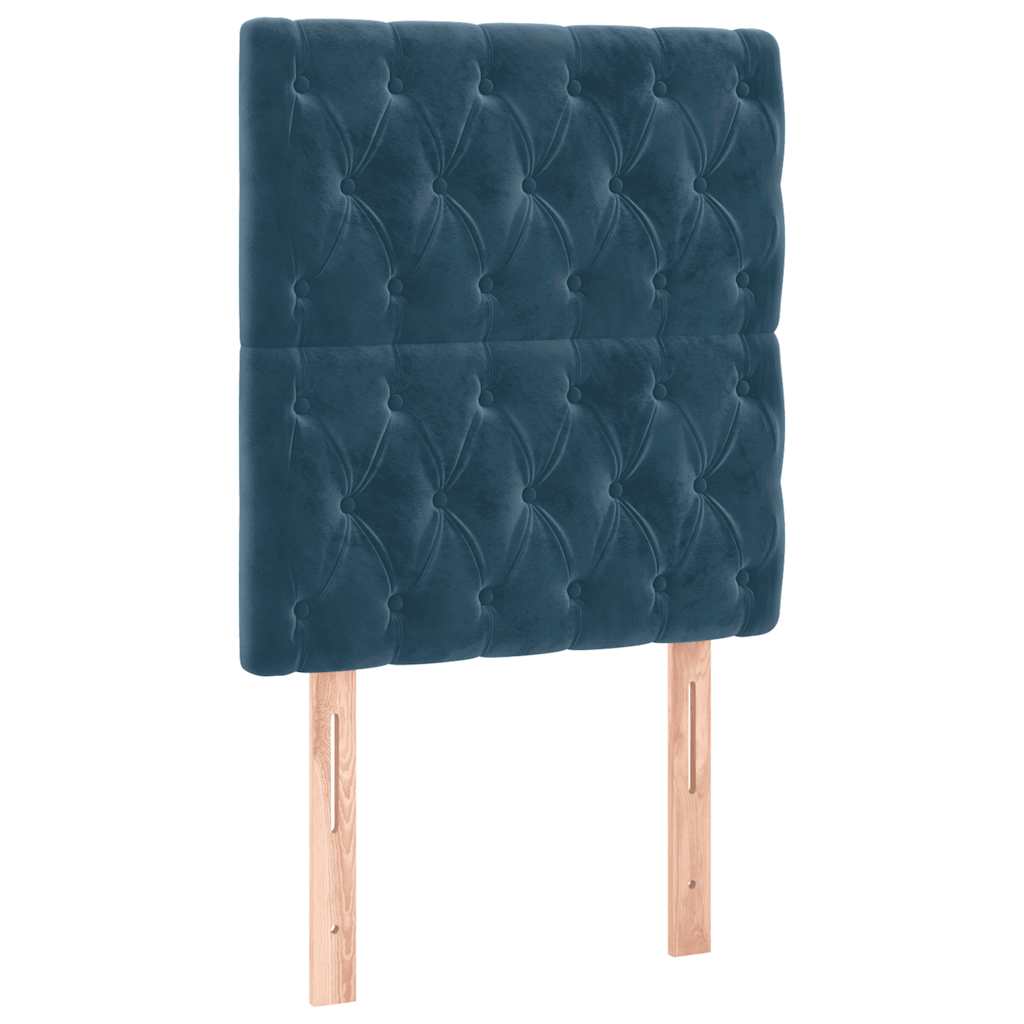 Krevet box spring s madracem LED tamnoplavi 100x200 cm baršun