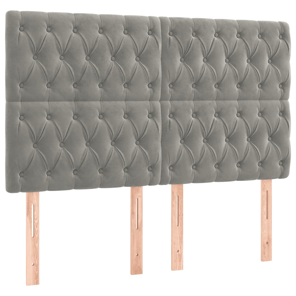 Krevet box spring s madracem LED svjetlosivi 180x200 cm baršun