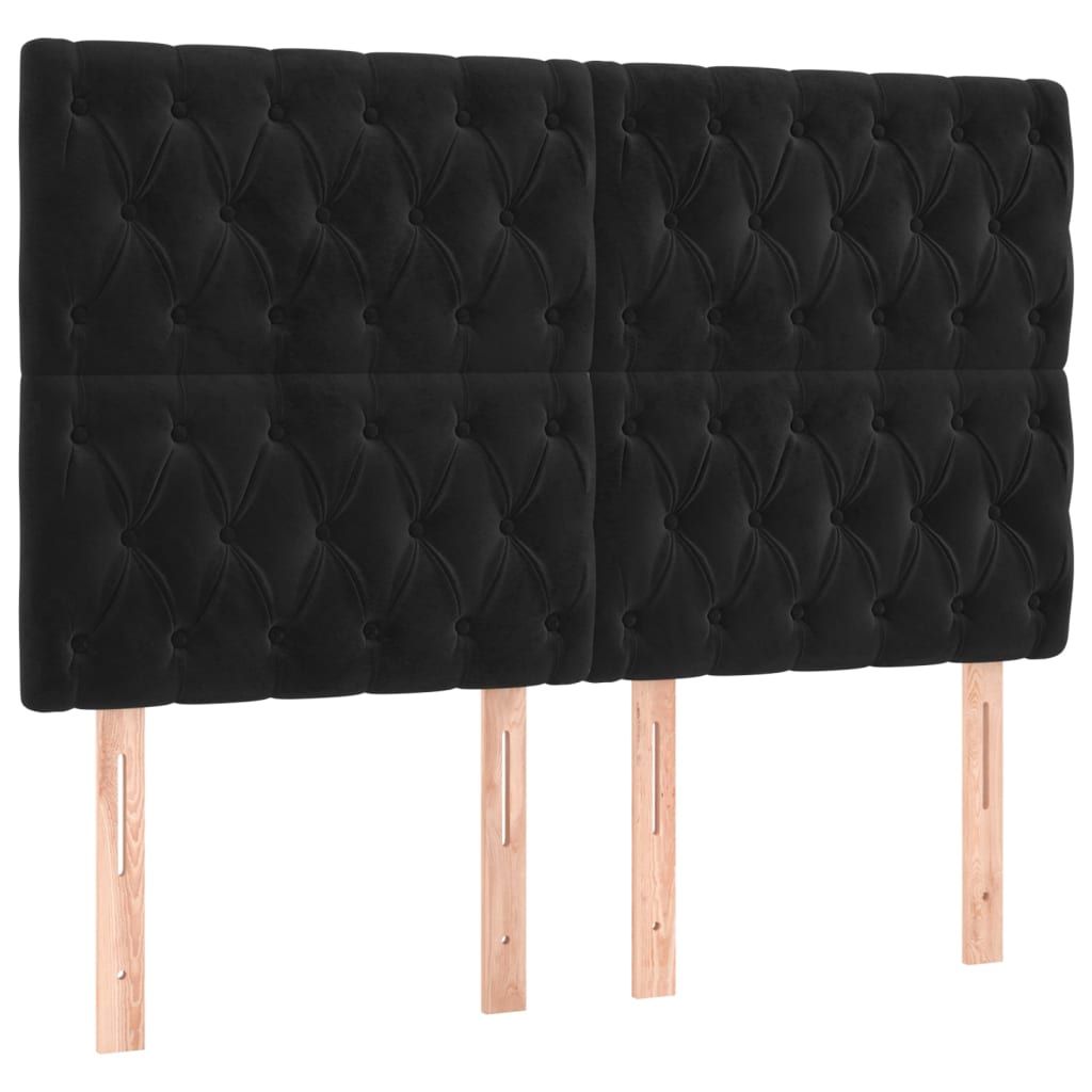 Krevet box spring s madracem LED crni 180x200 cm baršun