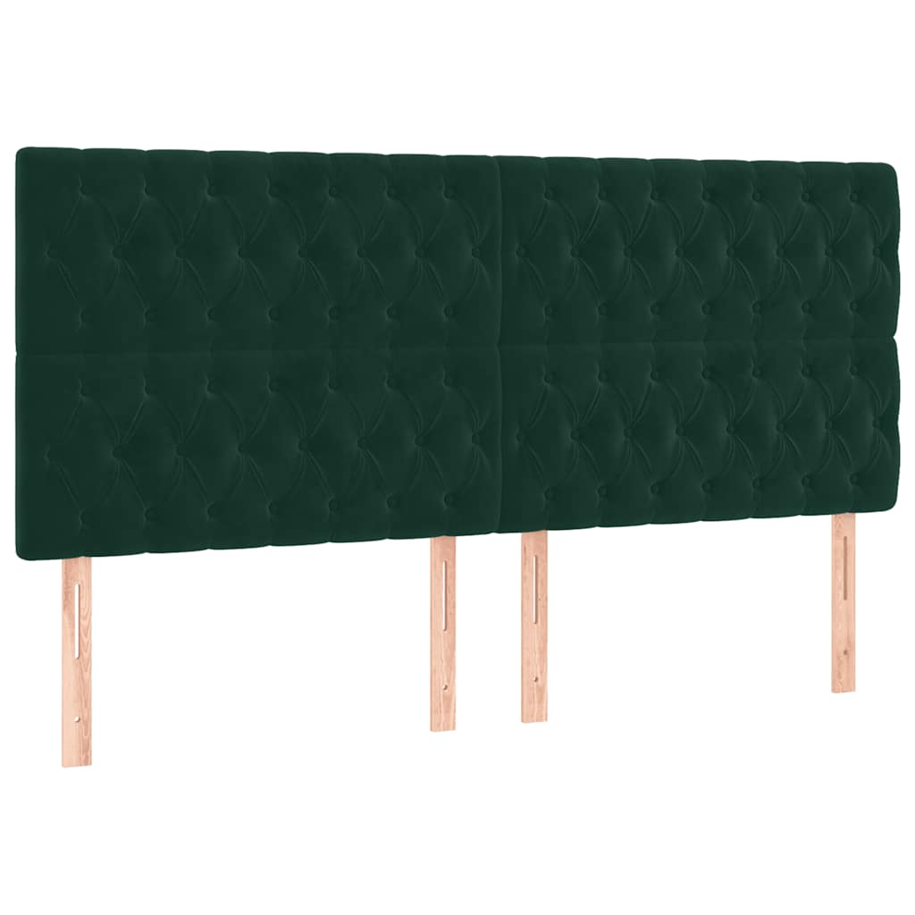 Krevet box spring s madracem LED tamnozeleni 200x200 cm baršun