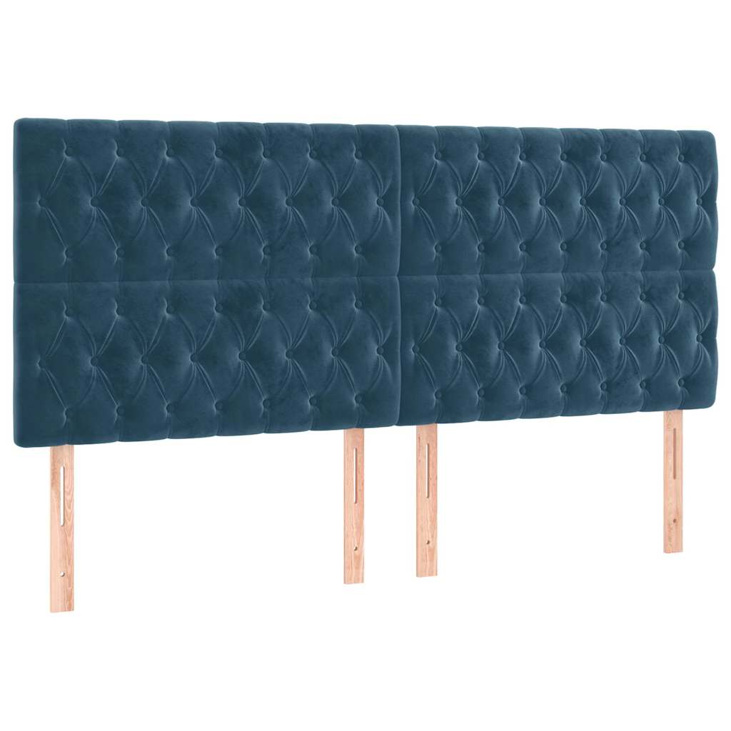 Krevet box spring s madracem LED tamnoplavi 200x200 cm baršun