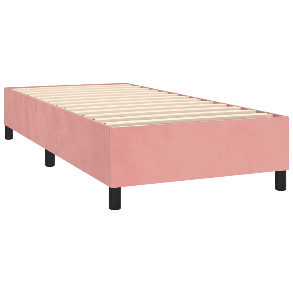 Krevet box spring s madracem LED ružičasti 80x200 cm baršunasti