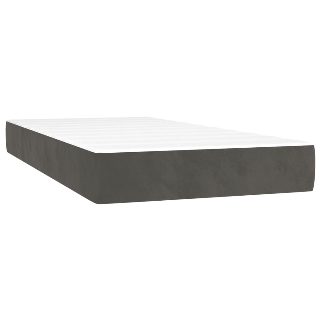 Krevet box spring s madracem LED tamnosivi 90x190 cm baršun