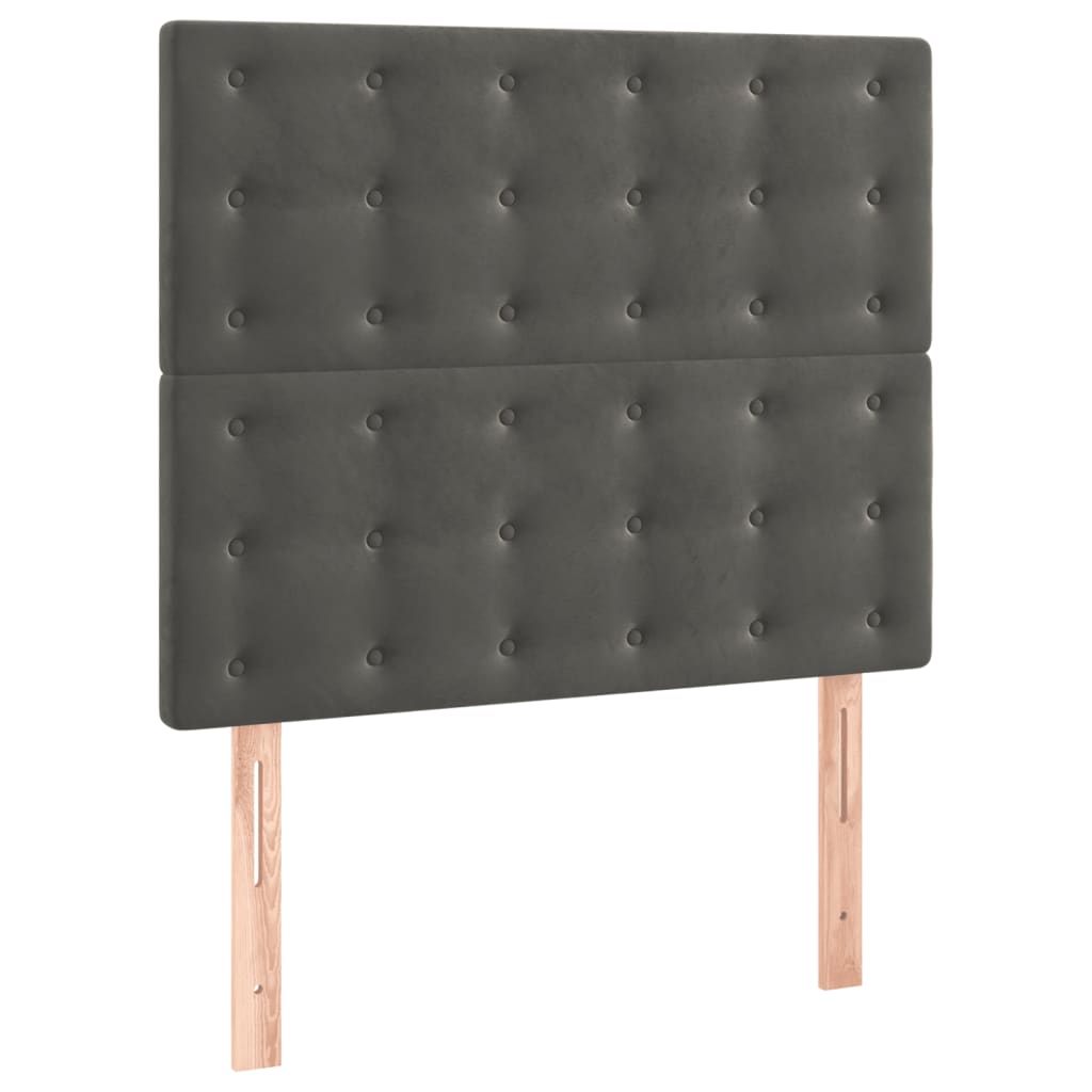 Krevet box spring s madracem LED tamnosivi 90x190 cm baršun