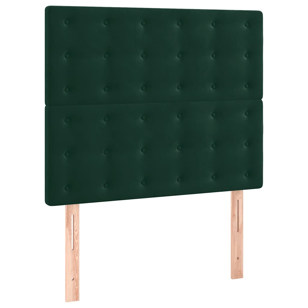 Krevet box spring s madracem LED tamnozeleni 90x200 cm baršun