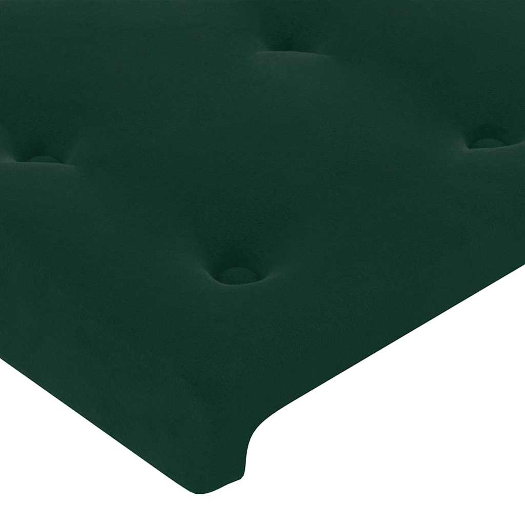 Krevet box spring s madracem LED tamnozeleni 100x200 cm baršun