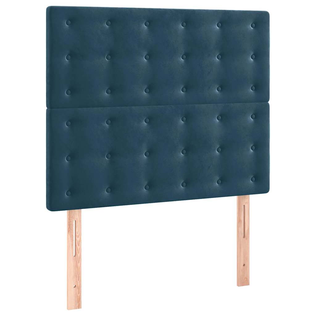 Krevet box spring s madracem LED tamnoplavi 100x200 cm baršun