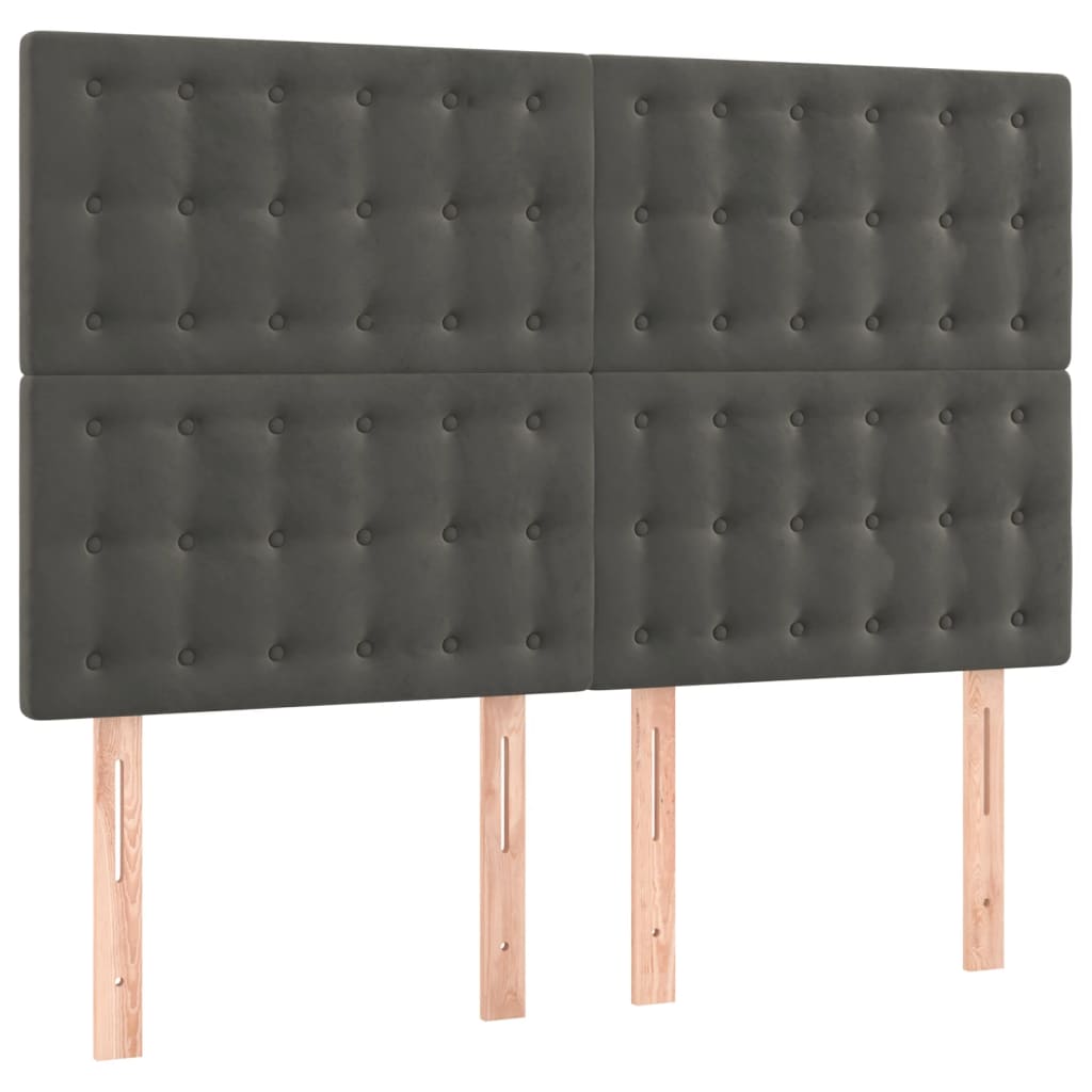 Krevet box spring s madracem LED tamnosivi 140x190 cm baršun