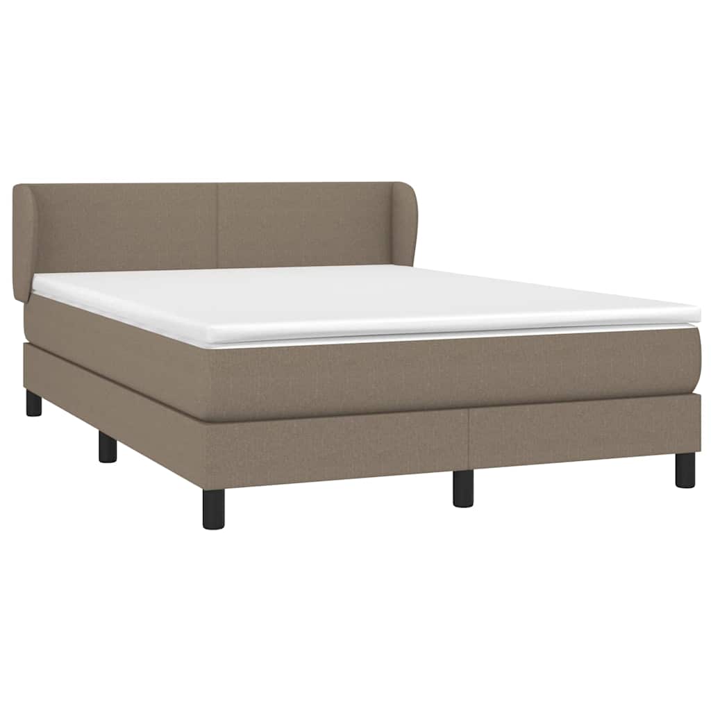 Krevet s oprugama i madracem smeđesivi 140 x 190 cm od tkanine