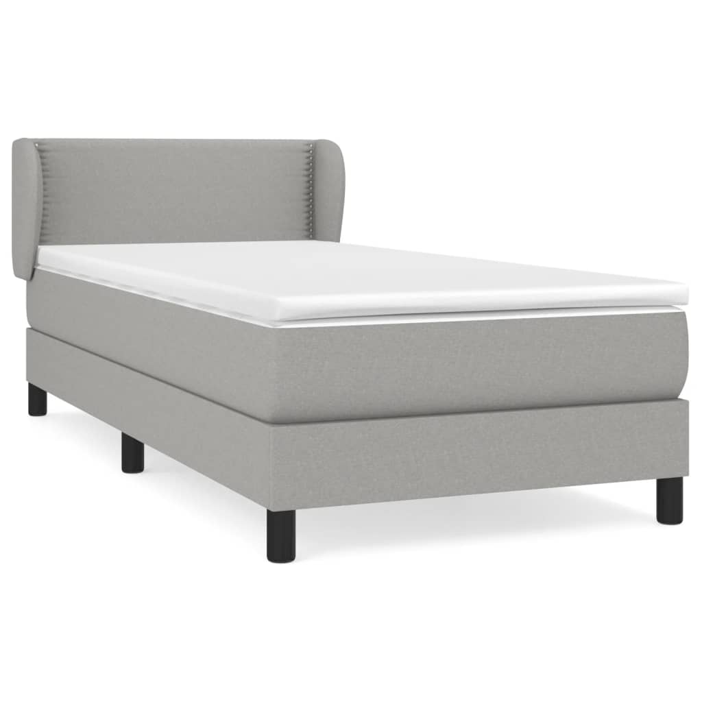 Box spring krevet s madracem svjetlosivi 90x190 cm od tkanine
