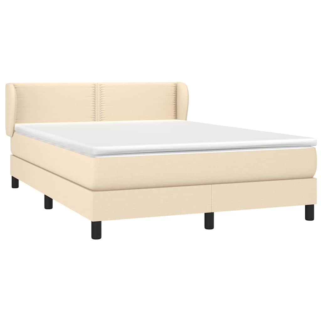 Krevet s oprugama i madracem krem 140x200 cm od tkanine