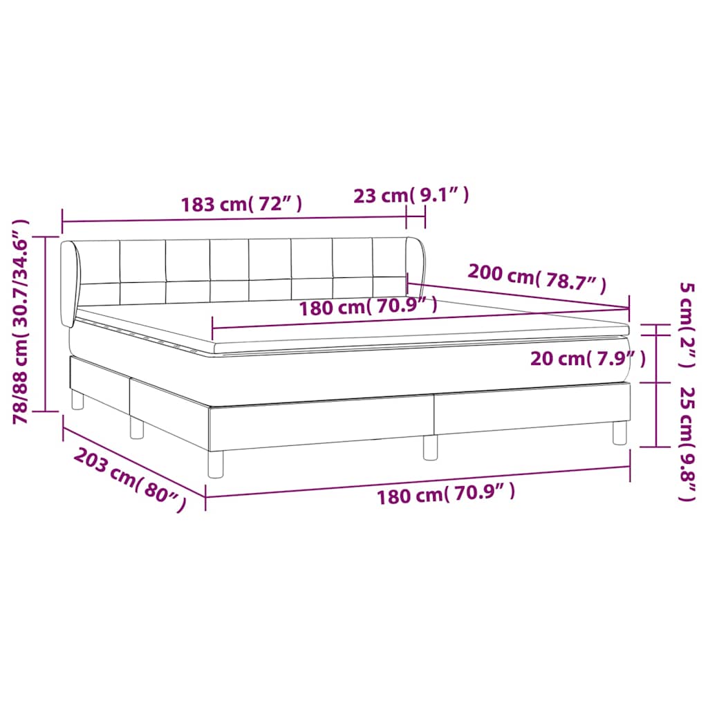 Krevet s oprugama i madracem crni 180x200 cm od tkanine