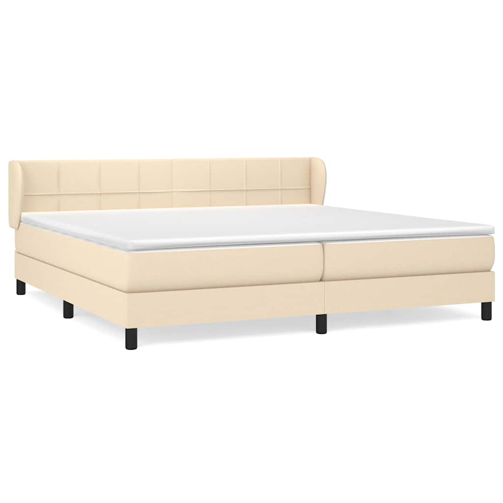 Krevet s oprugama i madracem krem 200 x 200 cm od tkanine