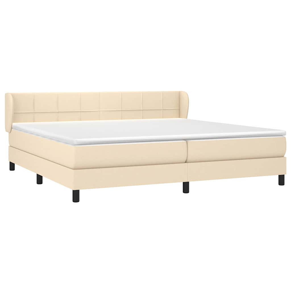 Krevet s oprugama i madracem krem 200 x 200 cm od tkanine