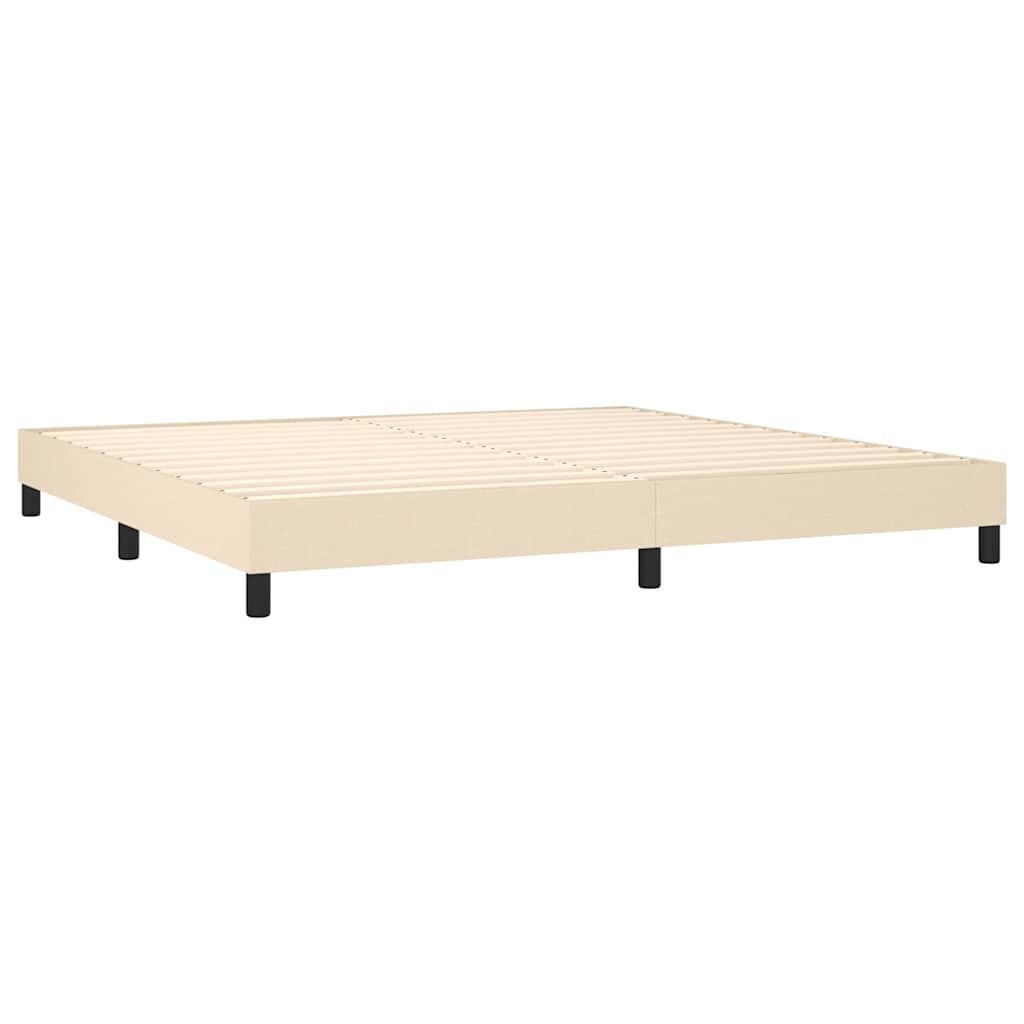 Krevet s oprugama i madracem krem 200 x 200 cm od tkanine