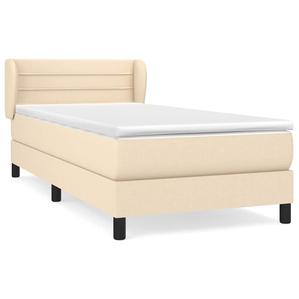 Krevet s oprugama i madracem krem 90 x 200 cm od tkanine