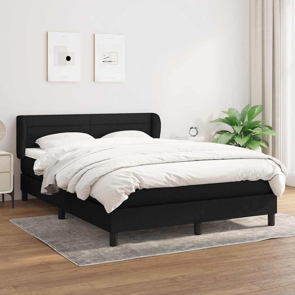 Krevet s oprugama i madracem crni 140 x 190 cm od tkanine