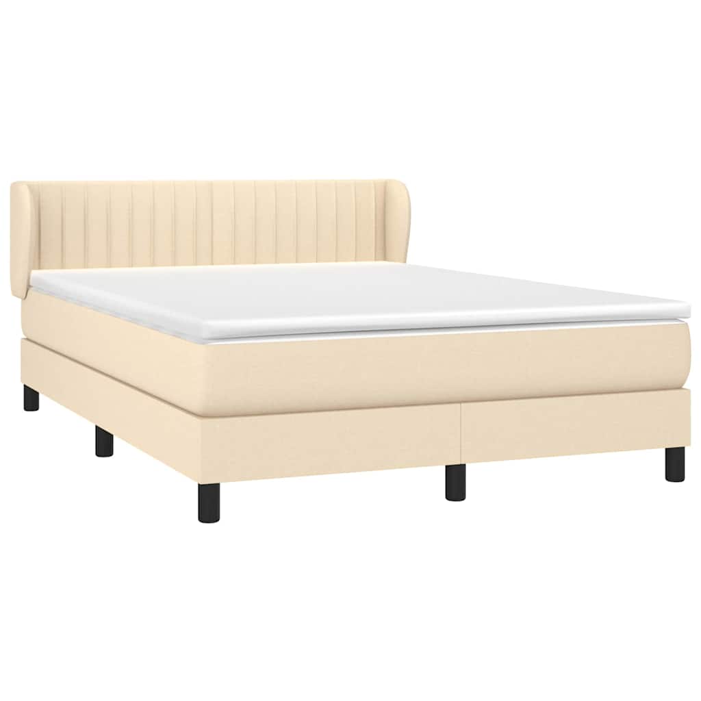 Krevet s oprugama i madracem krem 140 x 190 cm od tkanine