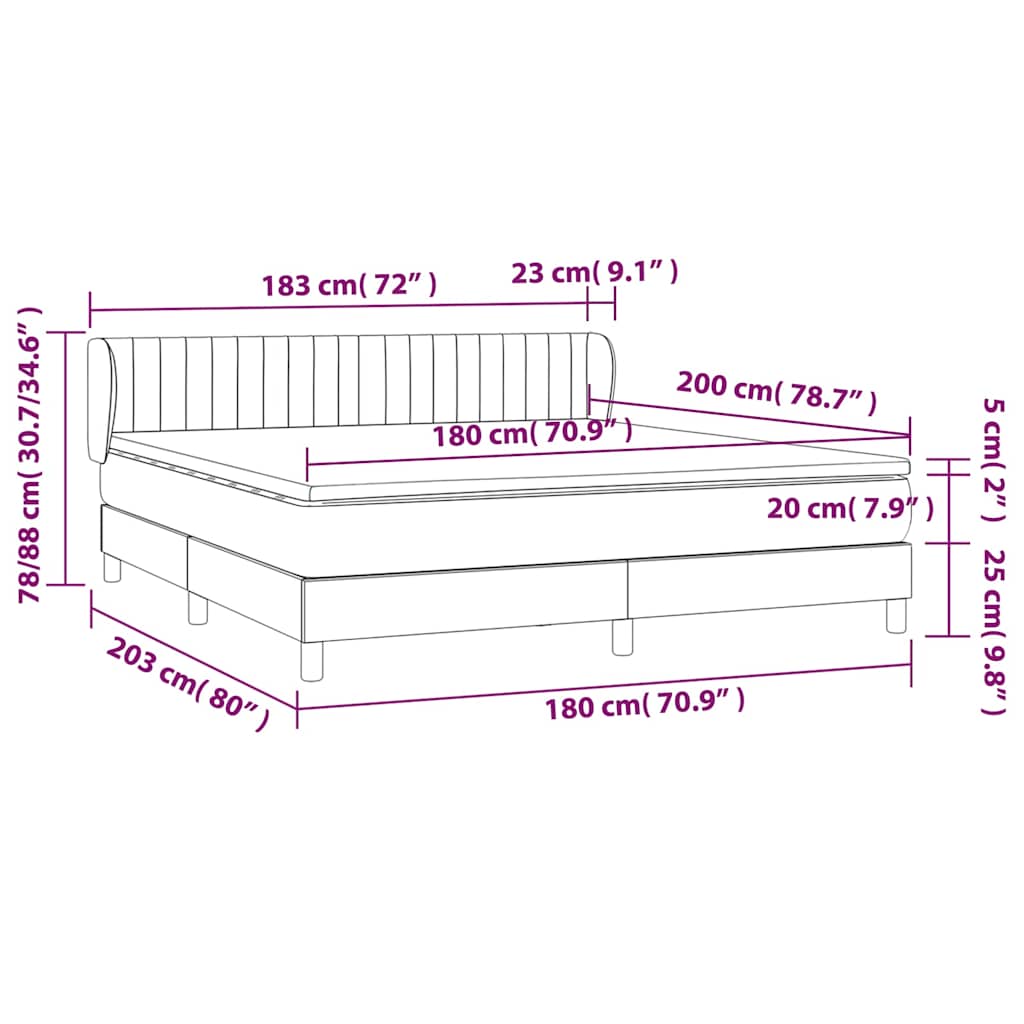 Krevet s oprugama i madracem svjetlosivi 180x200 cm od tkanine