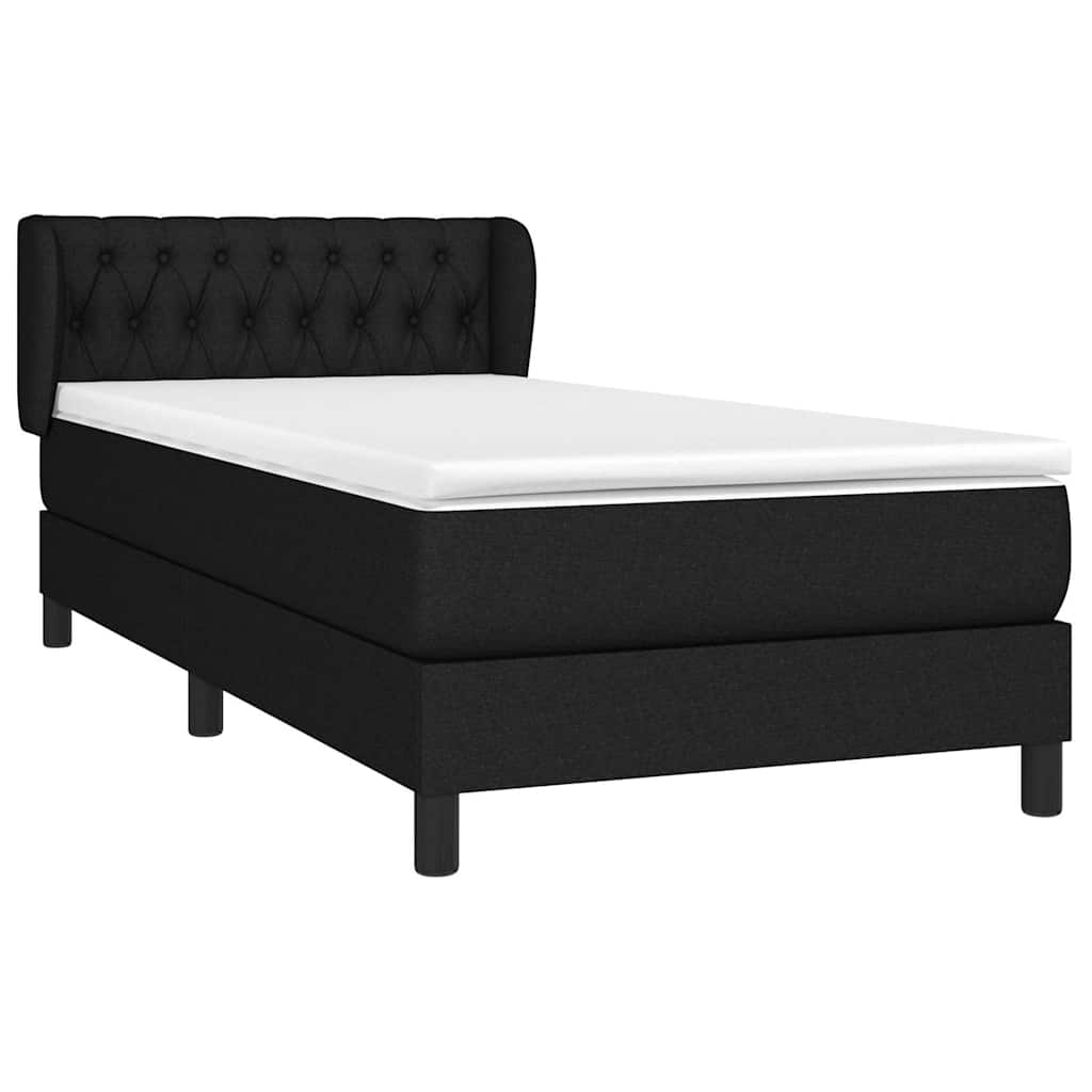 Krevet s oprugama i madracem crni 90x200 cm od tkanine