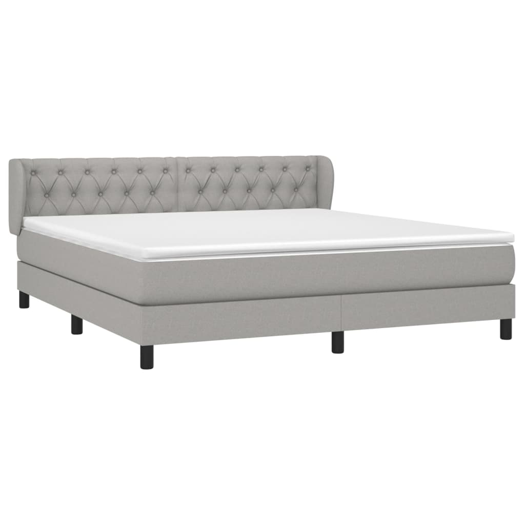 Krevet box spring s madracem svjetlosiva 160x200 cm tkanina