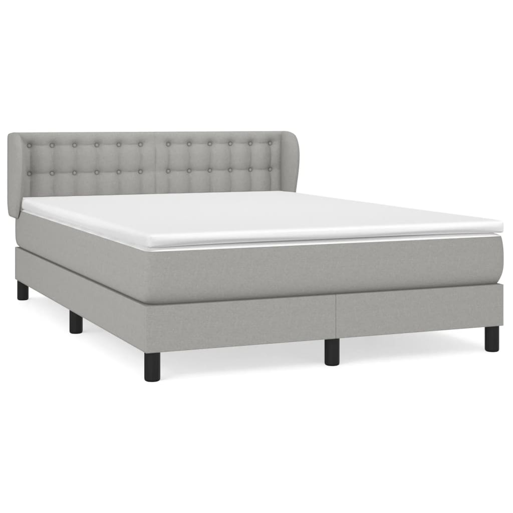 Krevet box spring s madracem svjetlosivi 140x200 cm od tkanine