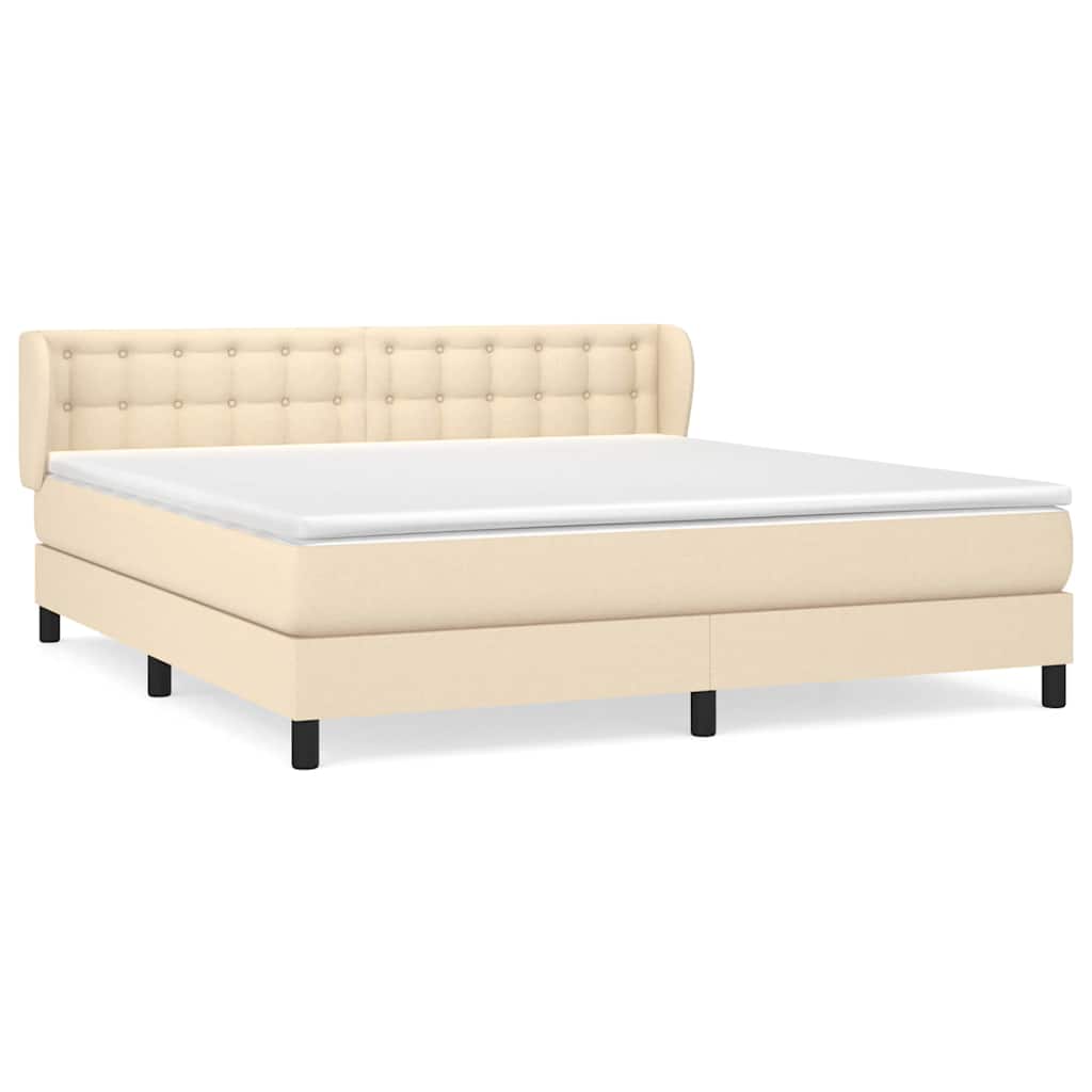 Krevet s oprugama i madracem krem 160x200 cm od tkanine