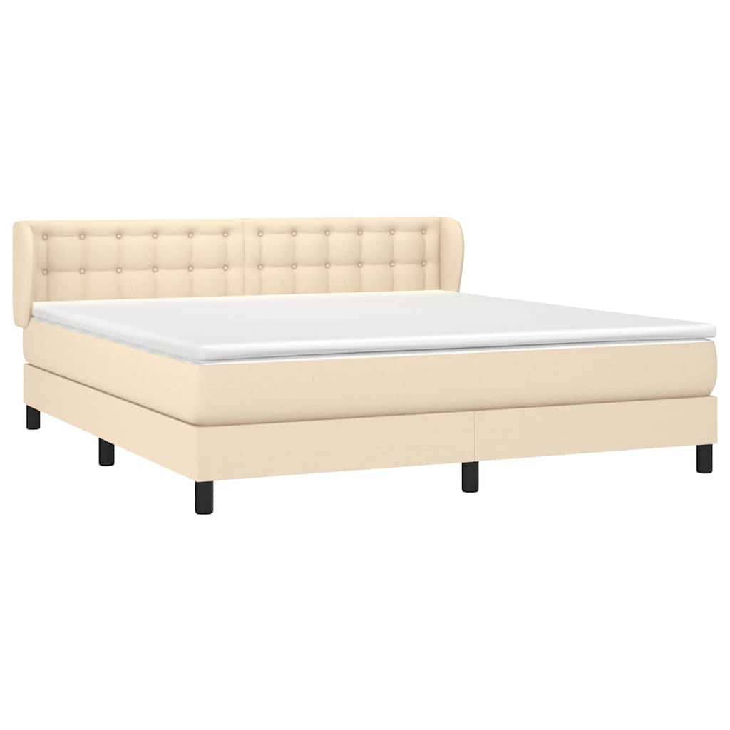 Krevet s oprugama i madracem krem 160x200 cm od tkanine