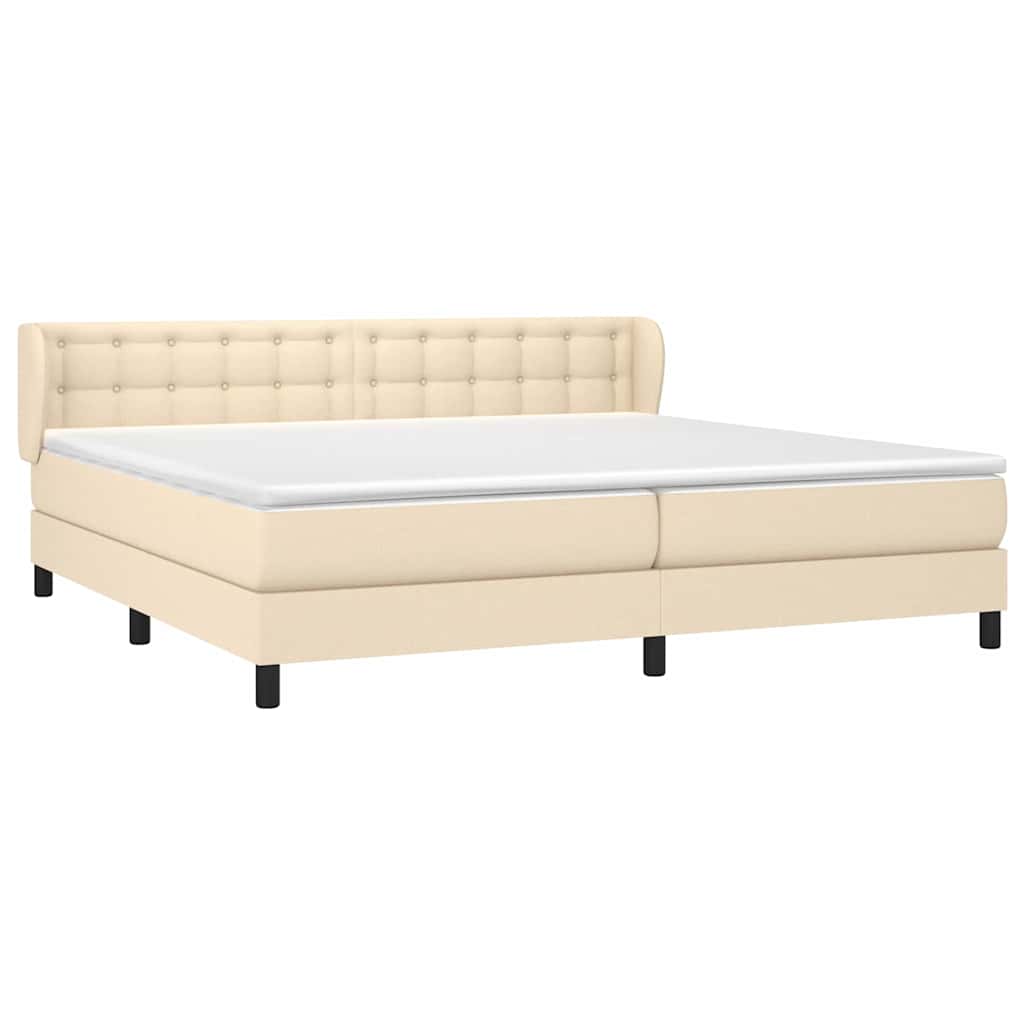 Krevet s oprugama i madracem krem 200 x 200 cm od tkanine