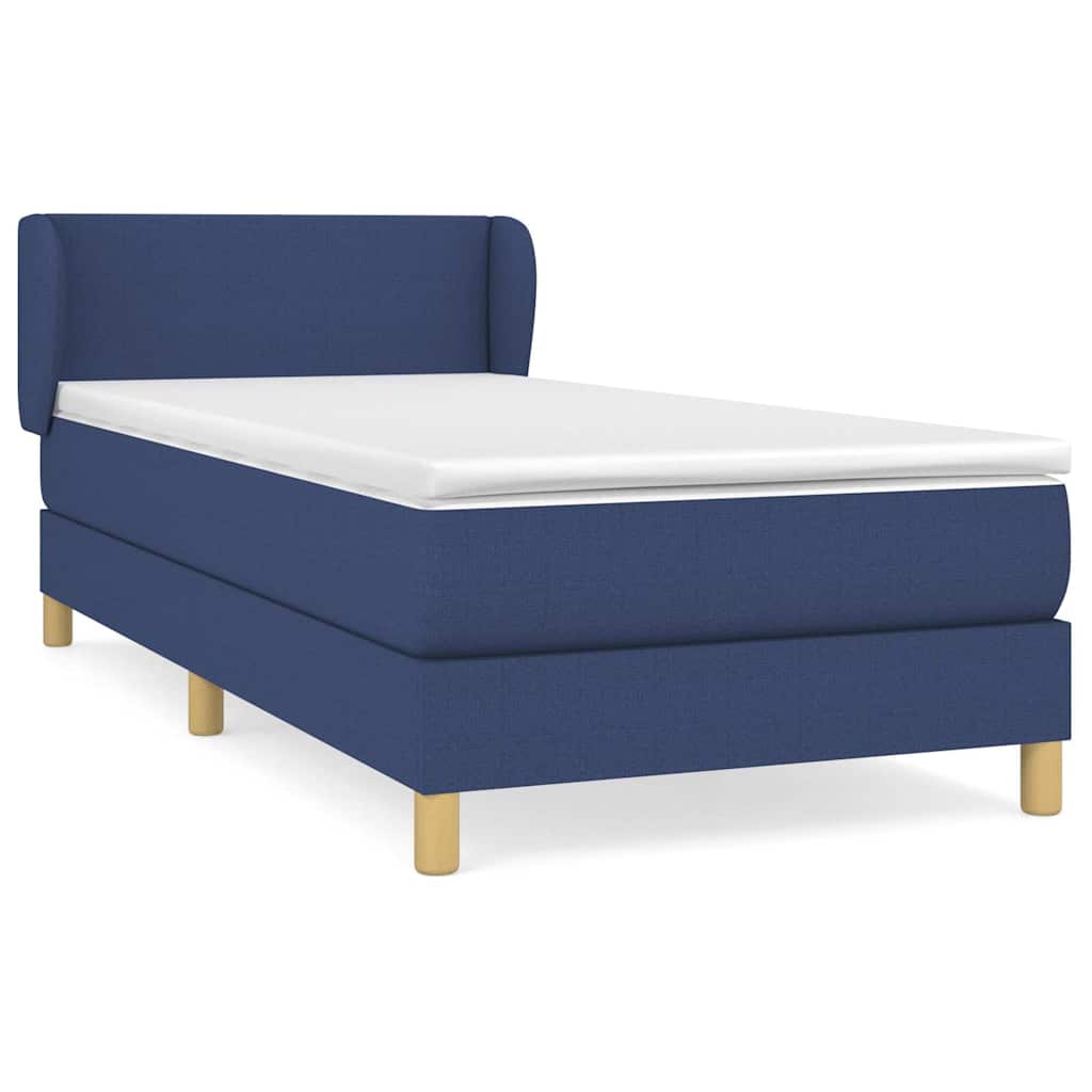 Krevet s oprugama i madracem plavi 90 x 190 cm od tkanine