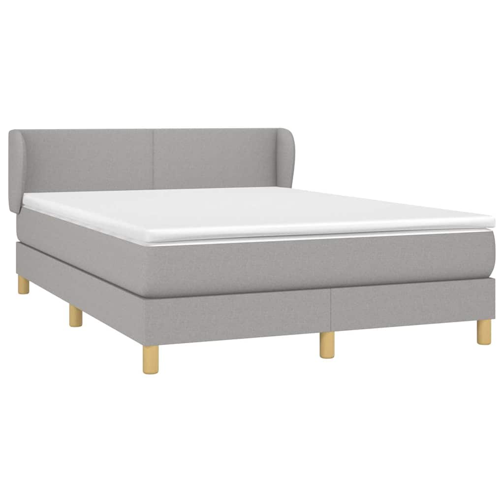 Krevet s oprugama i madracem svjetlosivi 140x190 cm od tkanine