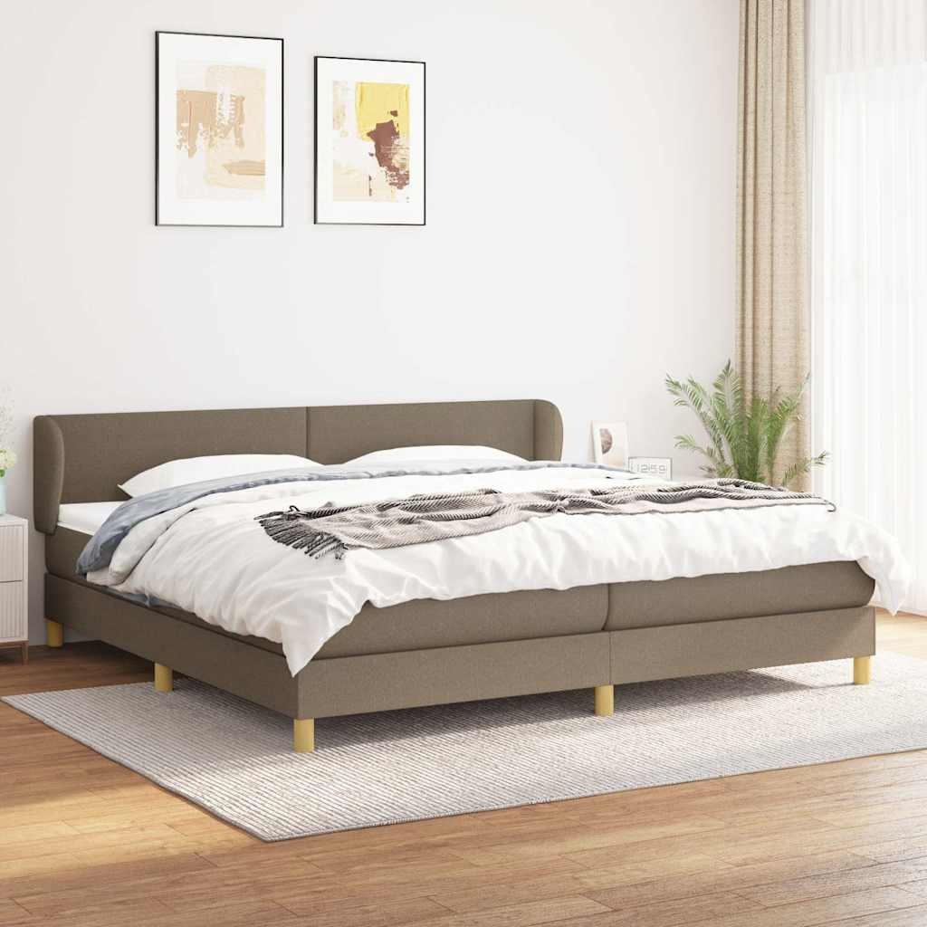 Krevet s oprugama i madracem smeđesivi 200x200 cm od tkanine