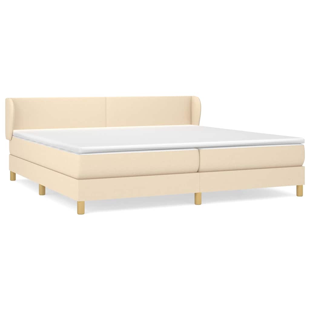 Krevet s oprugama i madracem krem 200 x 200 cm od tkanine