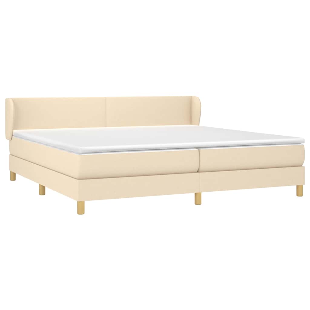 Krevet s oprugama i madracem krem 200 x 200 cm od tkanine