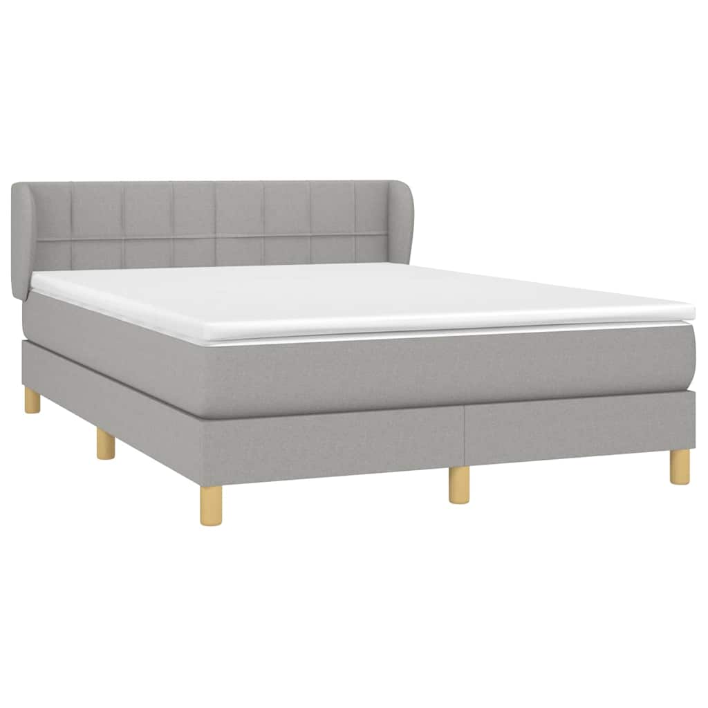 Krevet s oprugama i madracem svjetlosivi 140x190 cm od tkanine